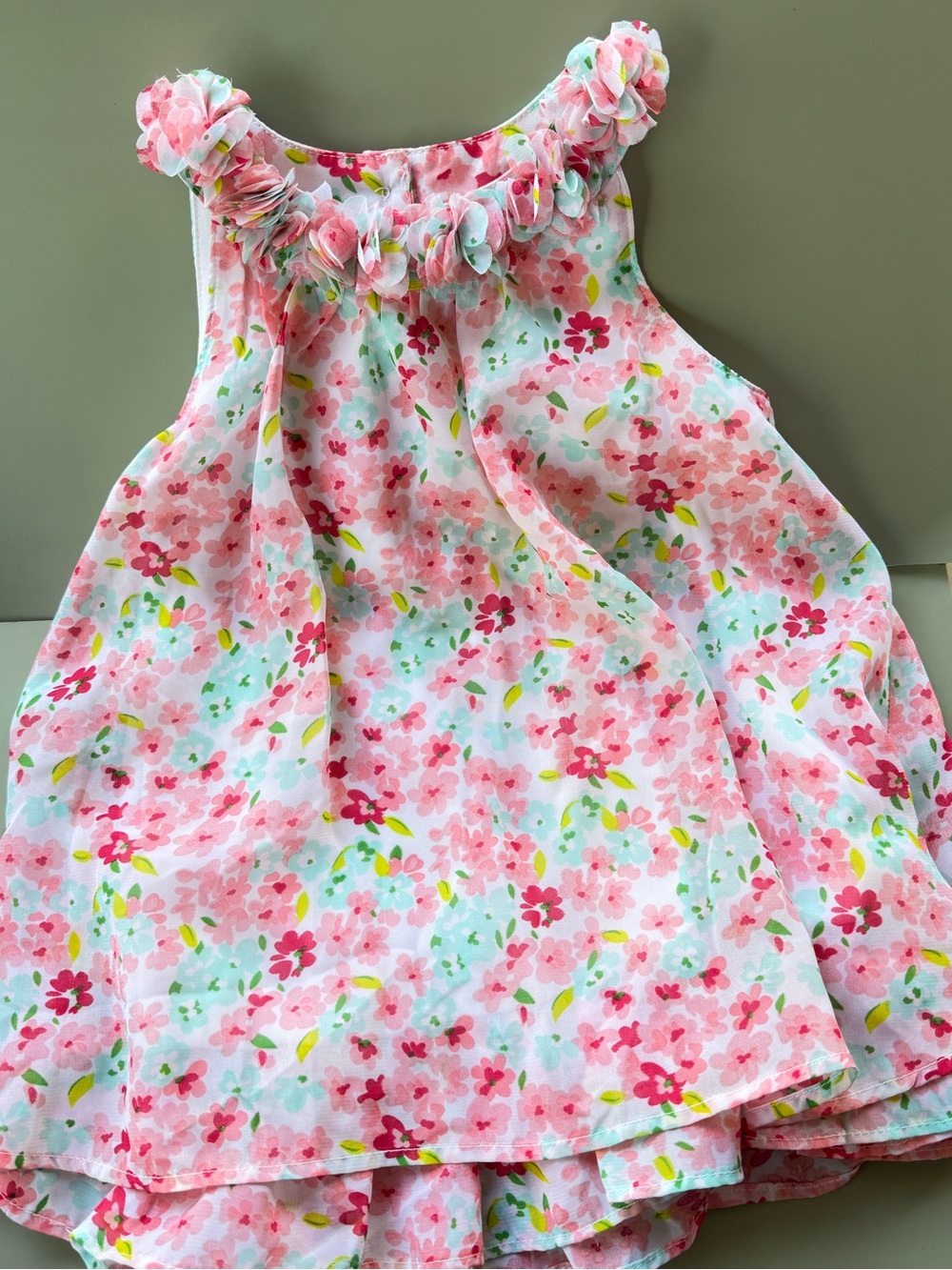 Little Me Pink Floral Sleeveless Ruffle Dress